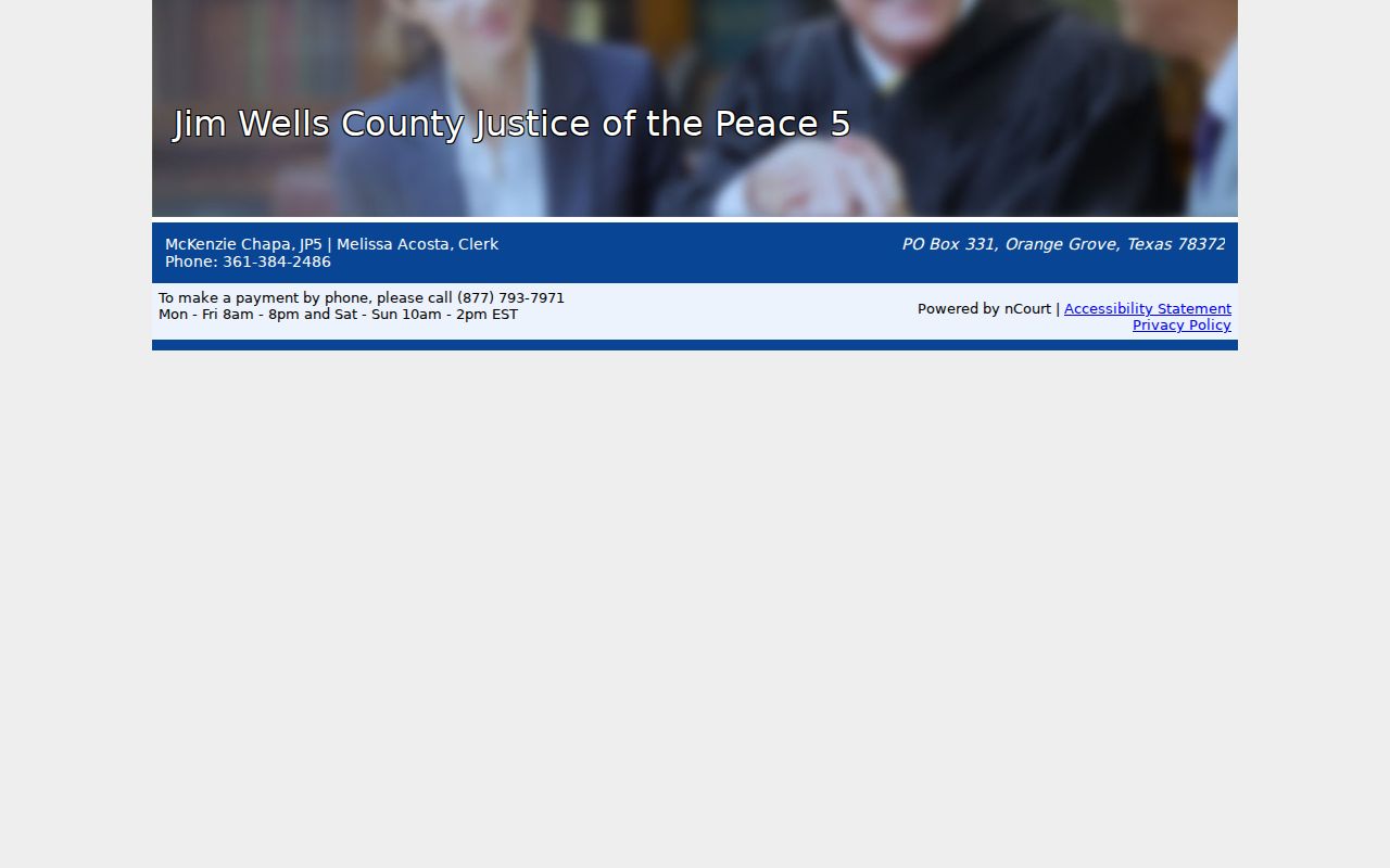 Jim Wells County bench warrant route, empty Precinct 5 payment portal
